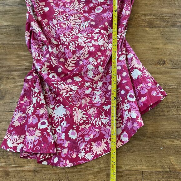Sachin & Babi Pink Floral Ruched Midi Dress Womens Size 2 Ruffle Flutter Sleeve - Picture 7 of 11